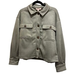 Philosophy Faux Leather Long Sleeve Shirt Jacket Cropped Shacket Women’s Size M